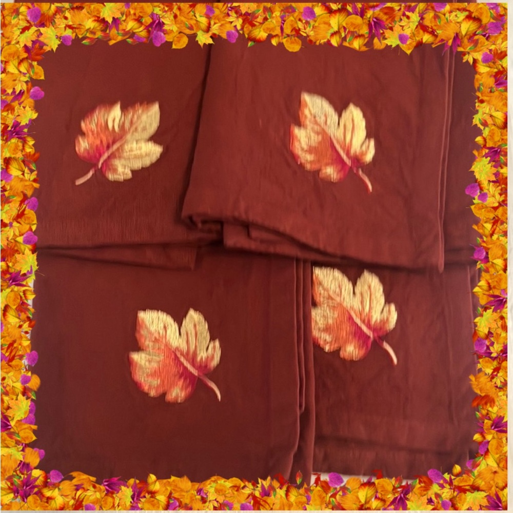 ⚠️ 🍁 Fall cloth napkins with leaf